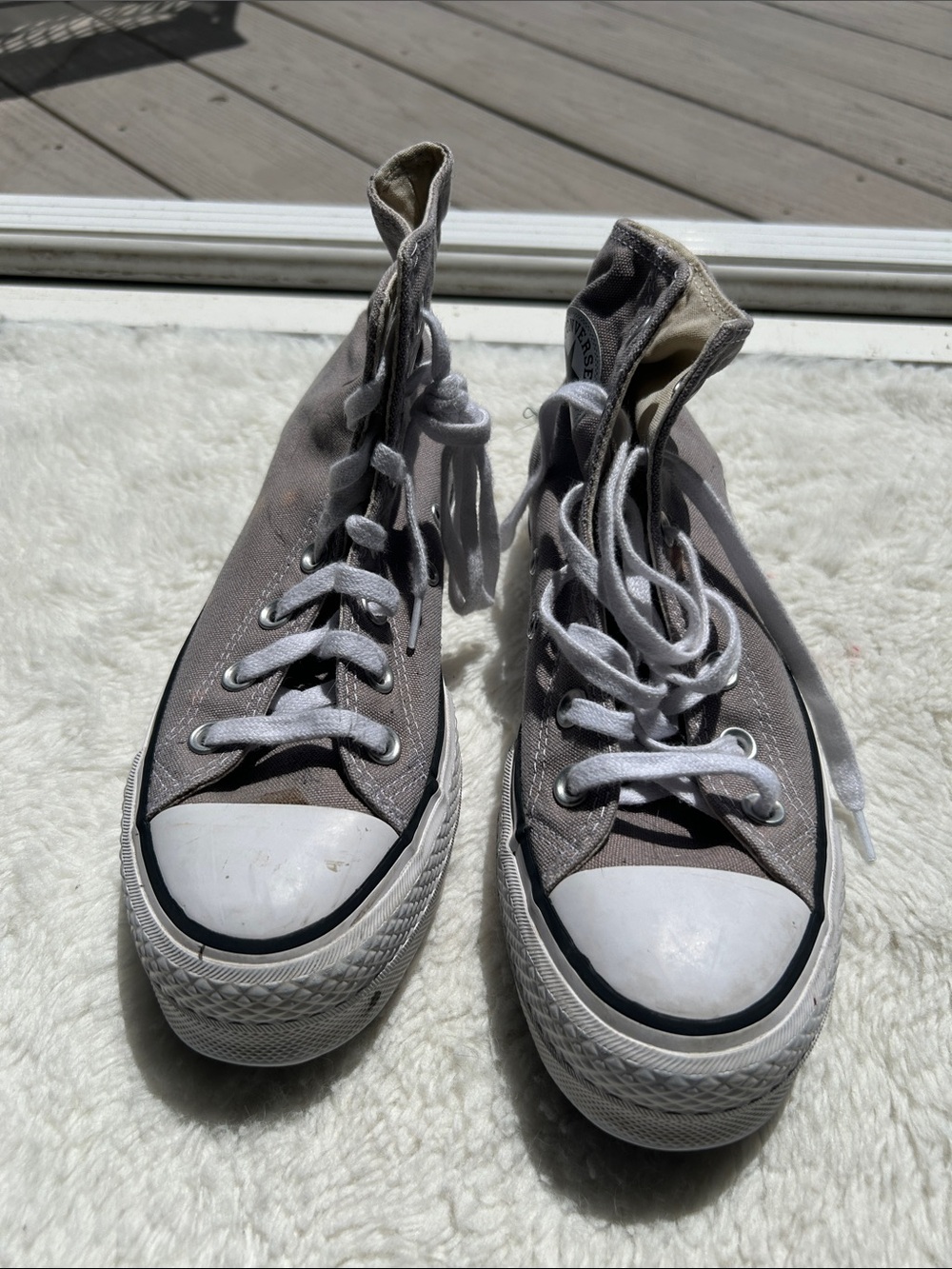 Kids High-Top Canvas Sneakers in Light Gray and White